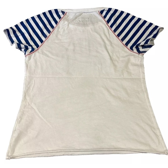 Disney Cruise Line Women’s Beaded Nautical Shirt Blue White Stripe Mickey Sz Med - Picture 4 of 6